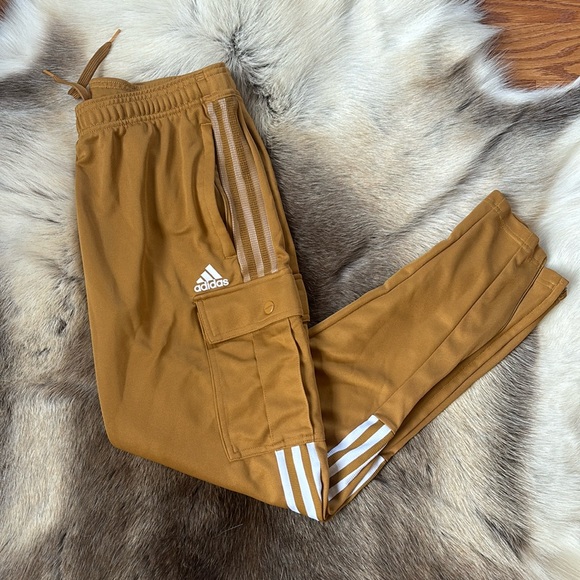 adidas Pants - Adidas Women's Brown and White Cargo Track Pants Joggers Size Medium
